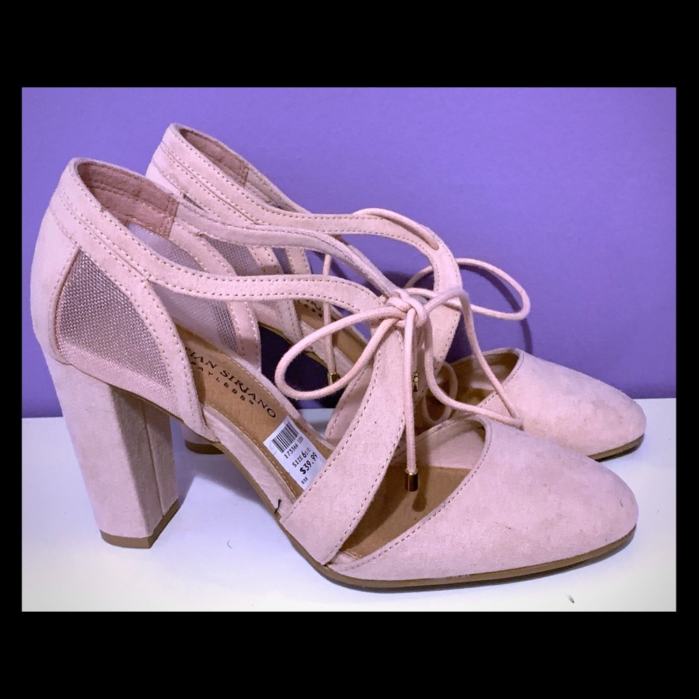 Pink block heels